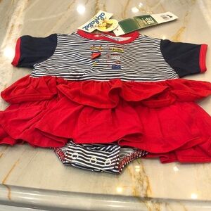 Angel Dear Red and Navy Striped toddler dress